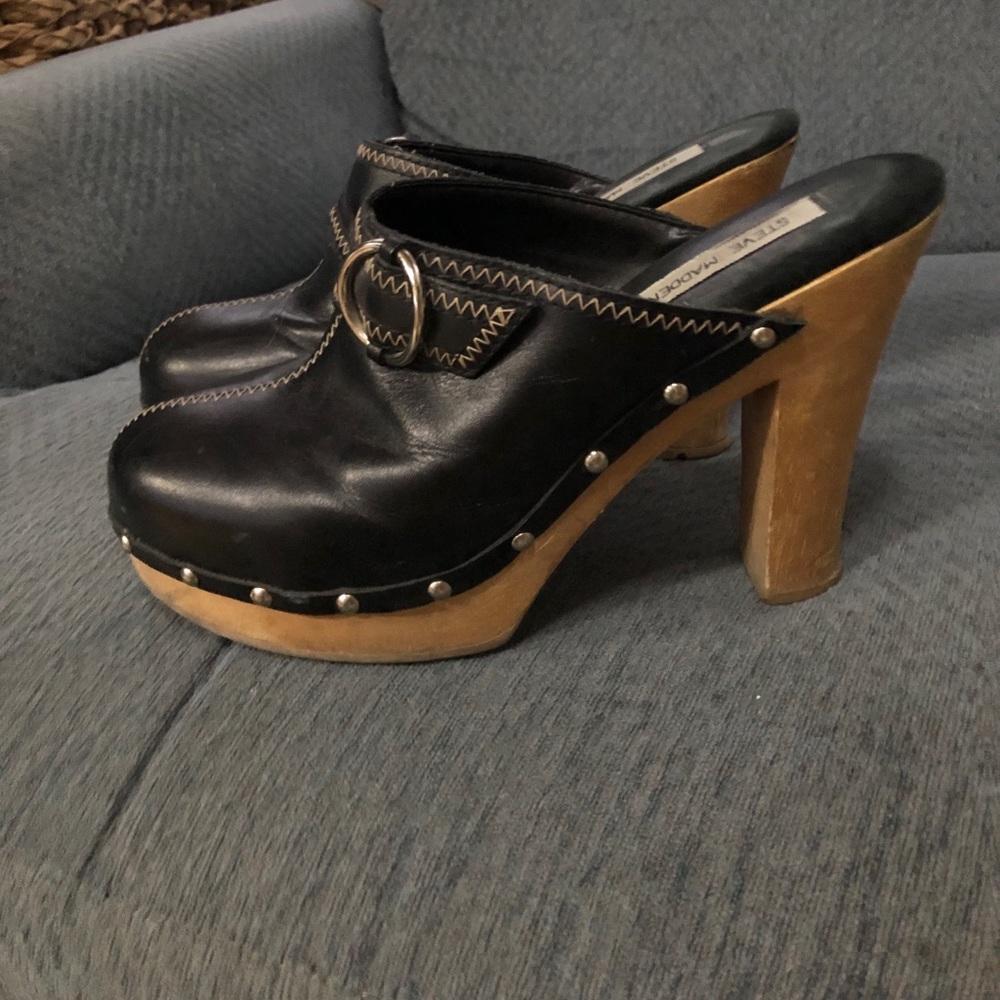 Steve Madden leather & wooden heels